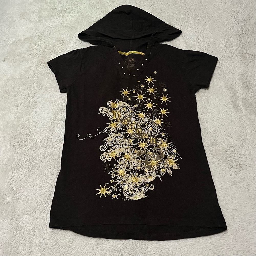 Hannah Montana Black and Gold Graphic Top
